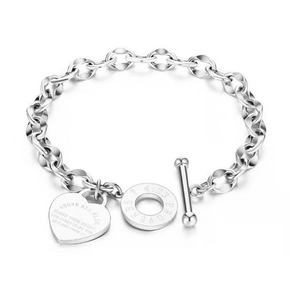 Refined Inscribed Heart Bracelet