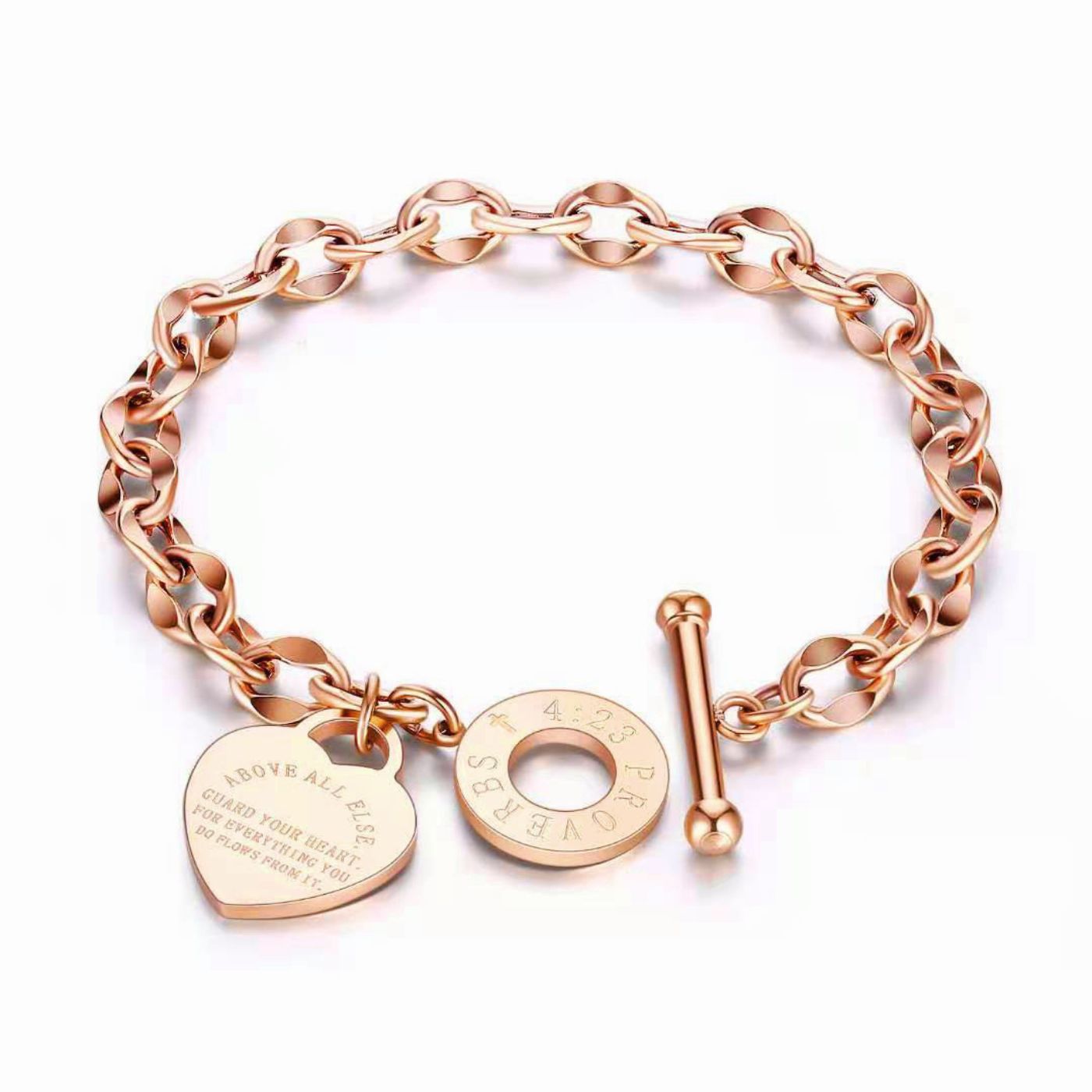 Refined Inscribed Heart Bracelet