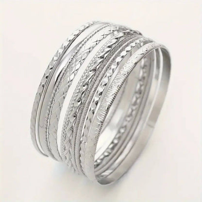 Refined Textured Multi-Piece Bracelet Set