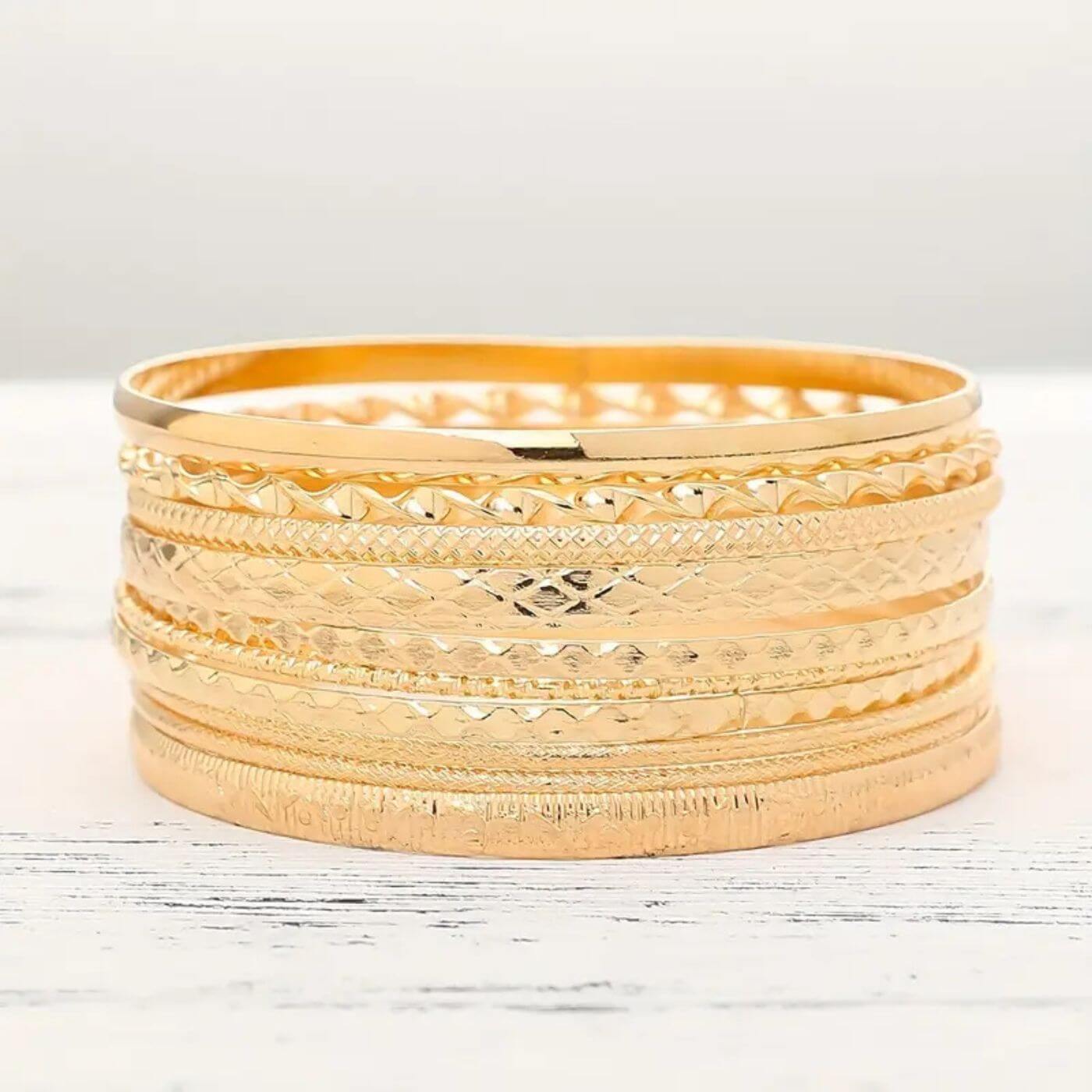 Refined Textured Multi-Piece Bracelet Set