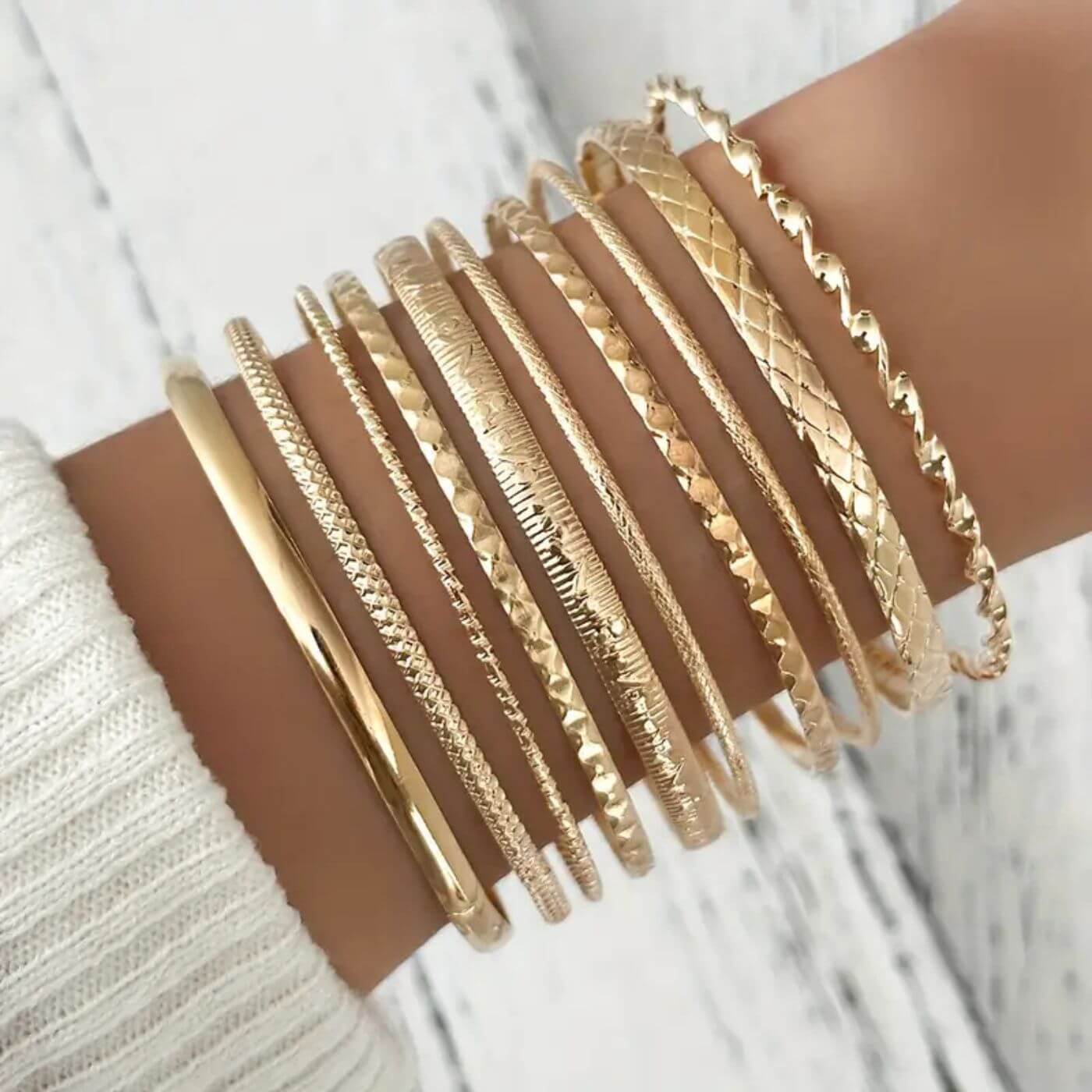 Refined Textured Multi-Piece Bracelet Set