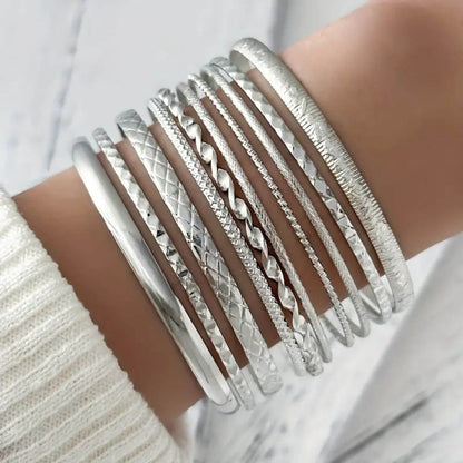 Refined Textured Multi-Piece Bracelet Set