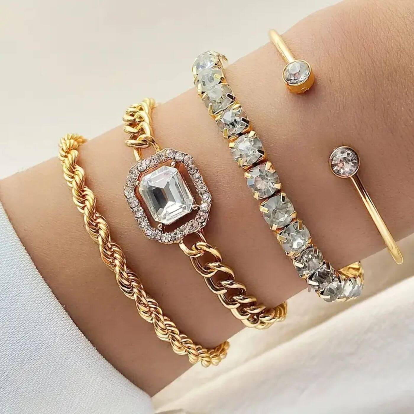 Refined Zircon Stone Bracelet Set