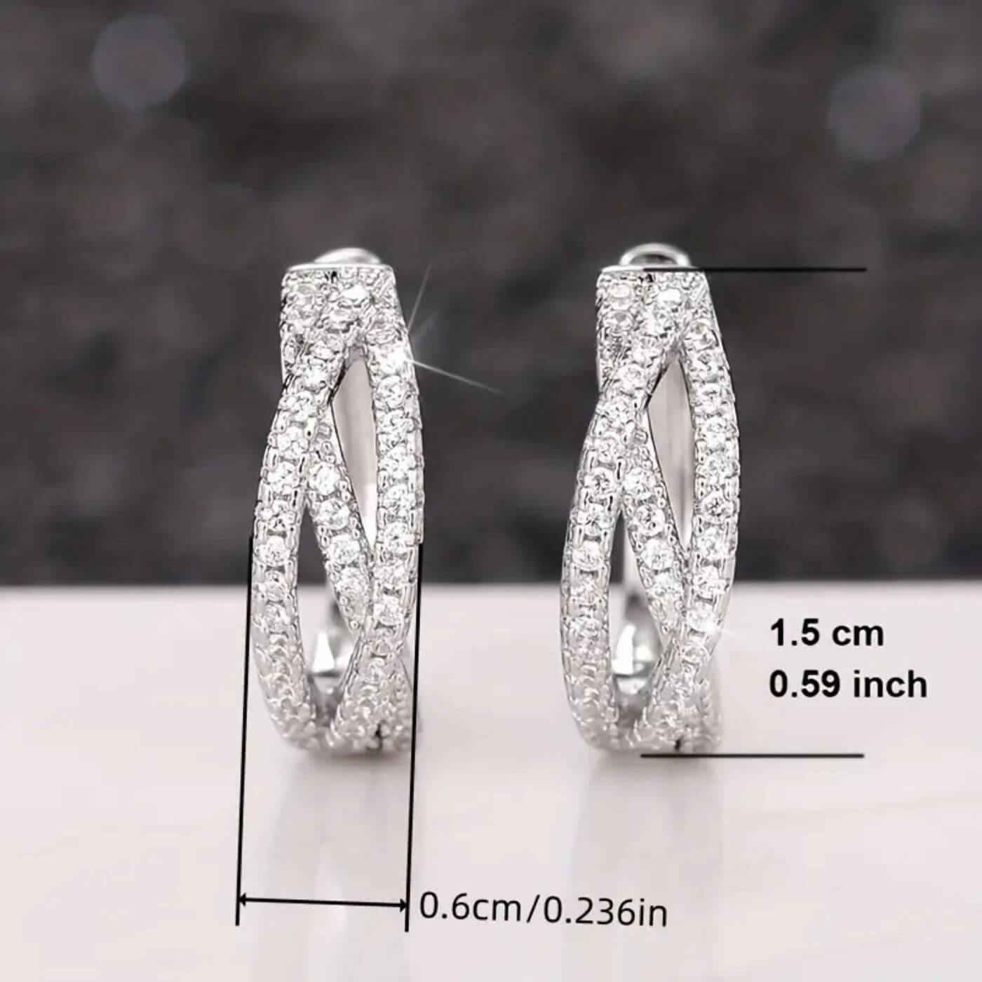 Refined Zirconia Crossover Hoop Earrings