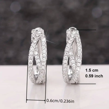 Refined Zirconia Crossover Hoop Earrings