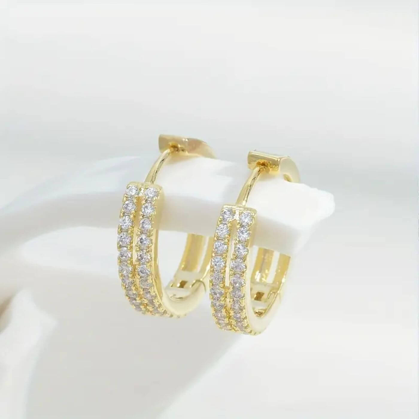 Refined Zirconia Paved Hoop Earrings