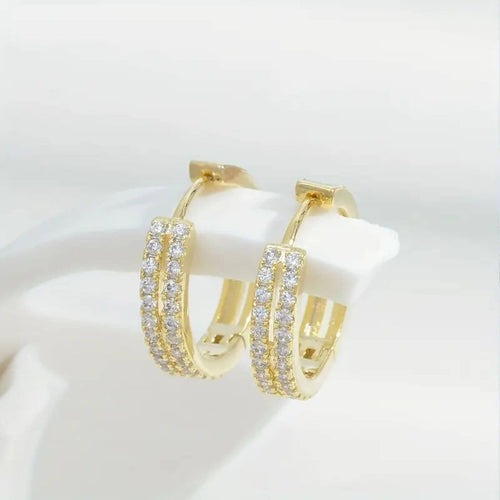 Refined Zirconia Paved Hoop Earrings