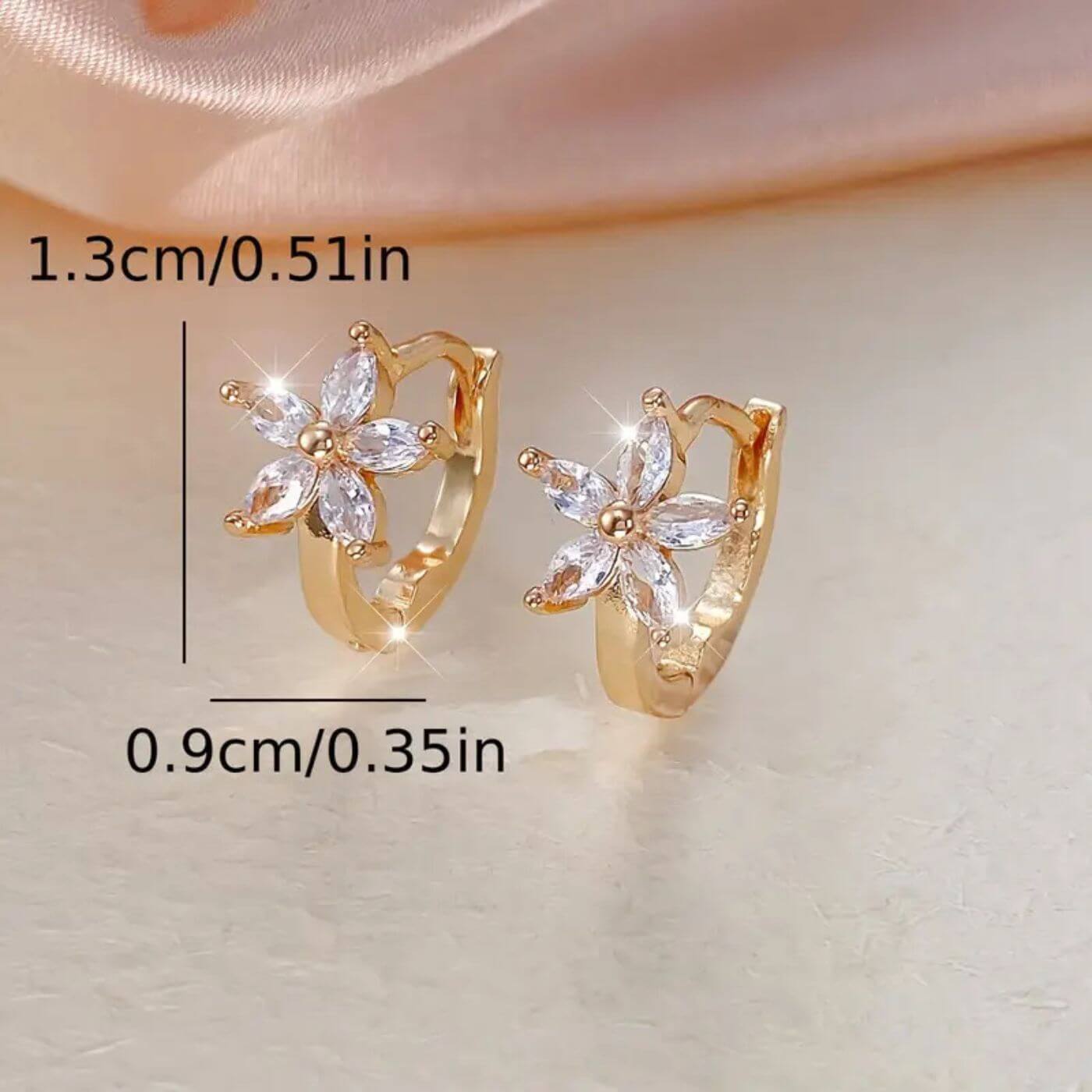 Refined Zircon Petal Design Earrings