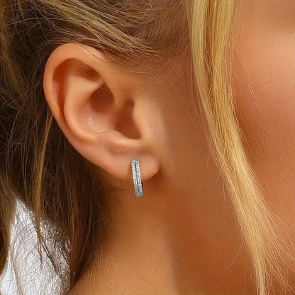 Refined Zirconia Paved Hoop Earrings