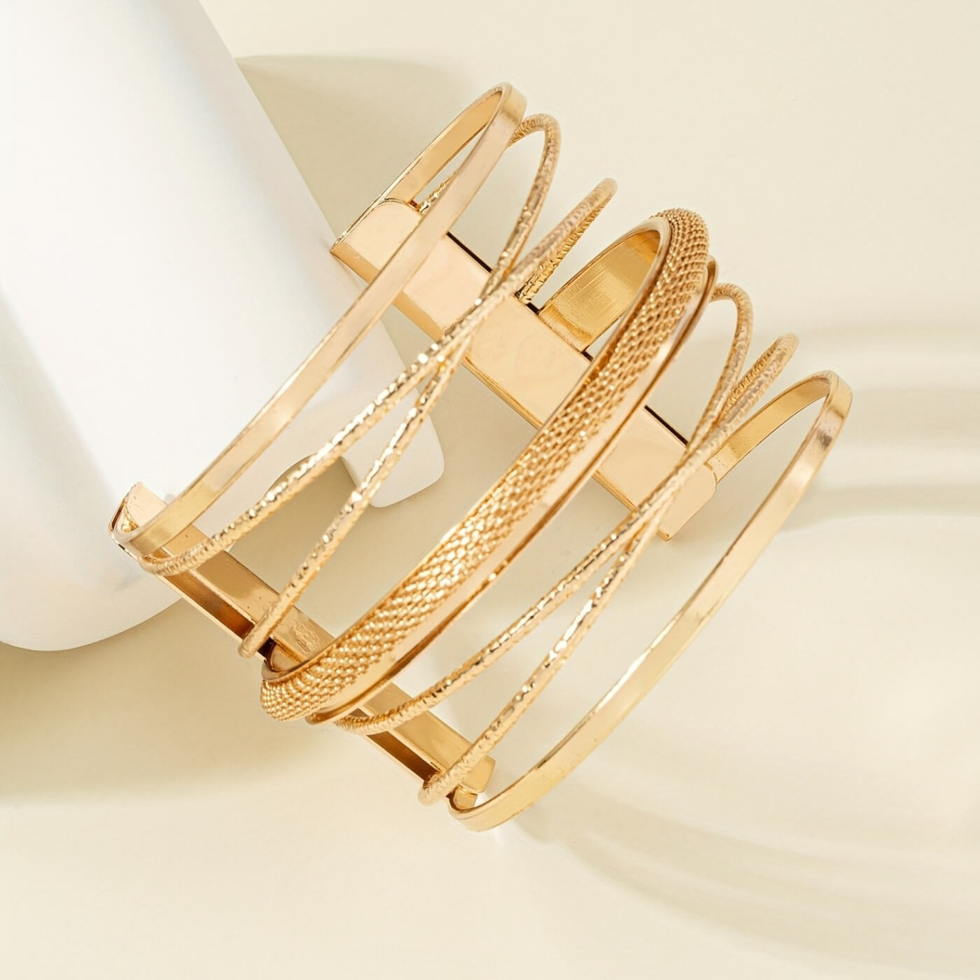 Royal Amber Layered Cuff Bracelet