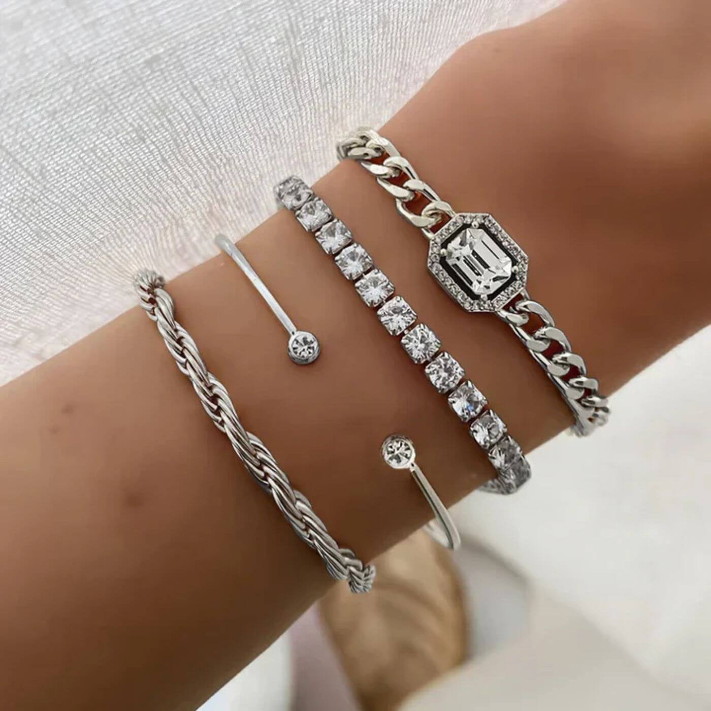 Royal Diamond Layered Bracelet Set