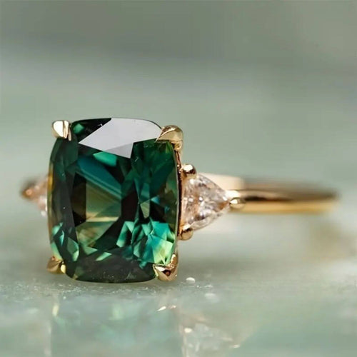 Royal Emerald Cushion Cut Ring