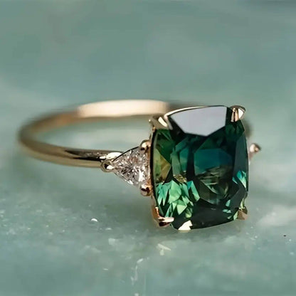 Royal Emerald Cushion Cut Ring