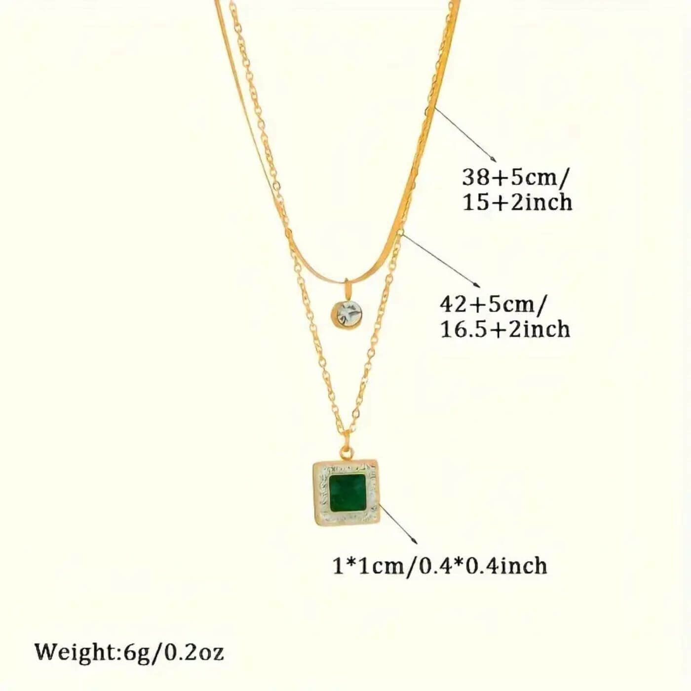 Royal Emerald Double-Layer Pendant Necklace