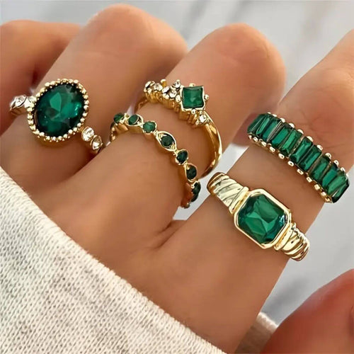 Royal Emerald Gemstone Ring Set