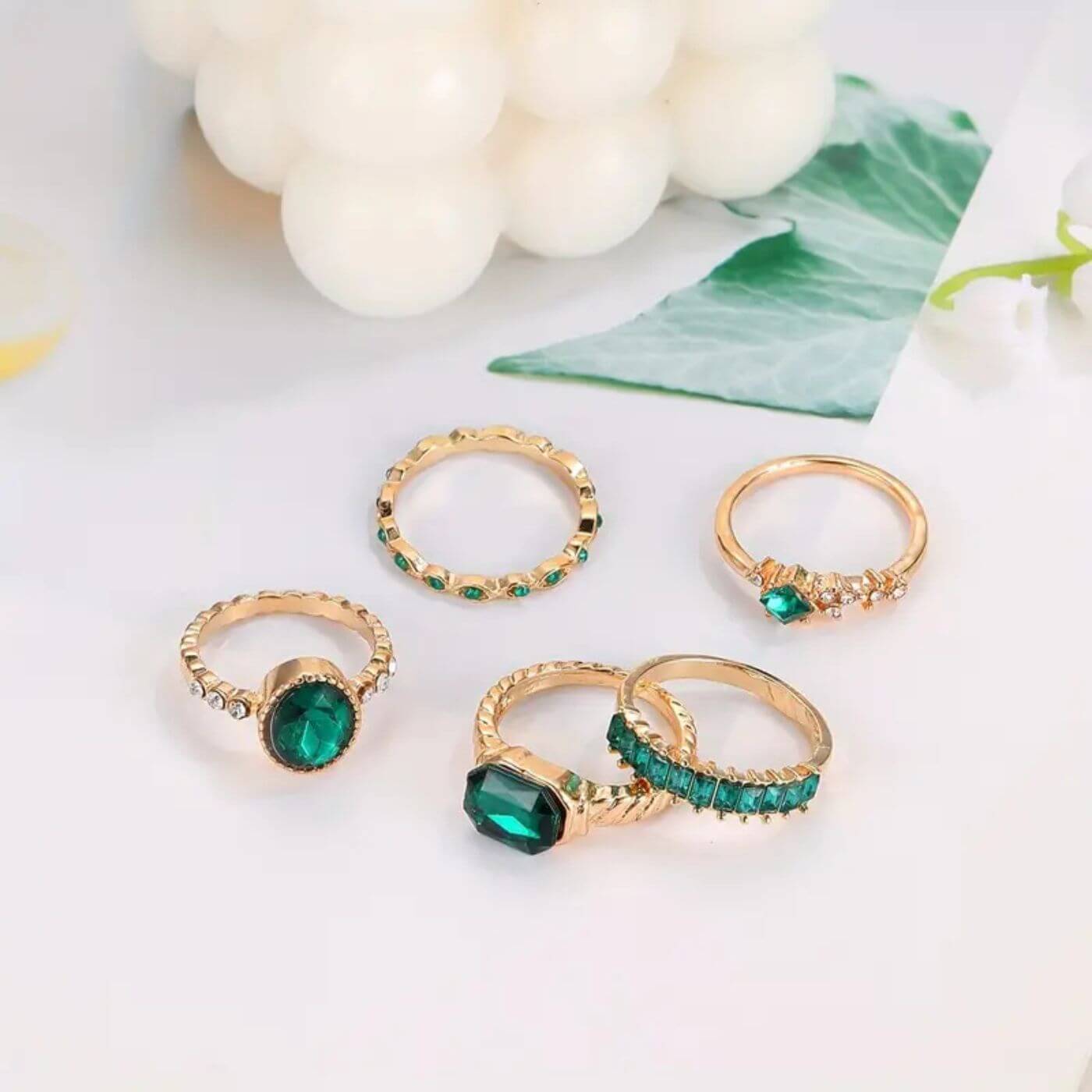Royal Emerald Gemstone Ring Set
