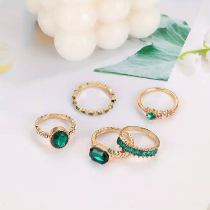 Royal Emerald Gemstone Ring Set