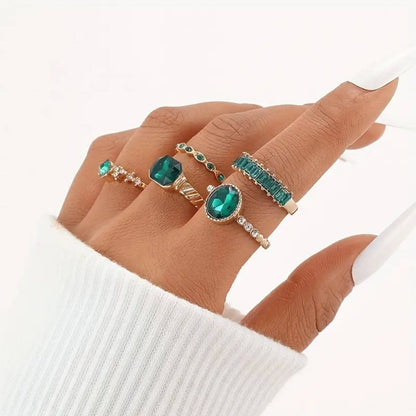 Royal Emerald Gemstone Ring Set