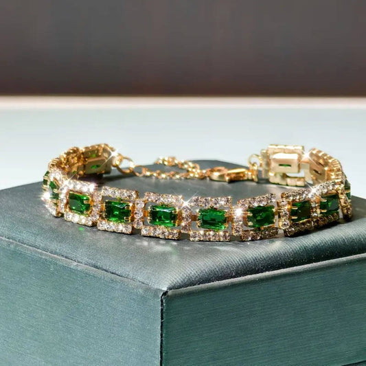 Royal Emerald Gold Tennis Bracelet