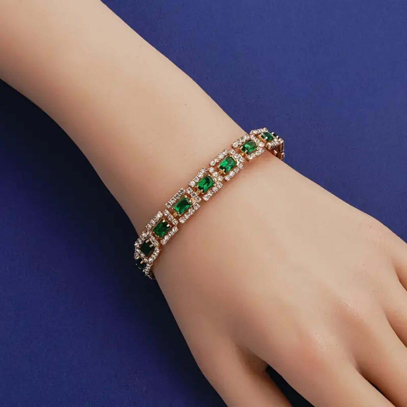 Royal Emerald Gold Tennis Bracelet
