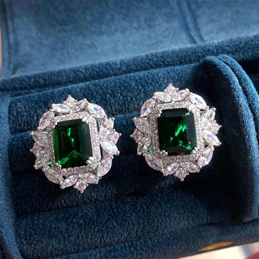 Royal Emerald Halo Earrings