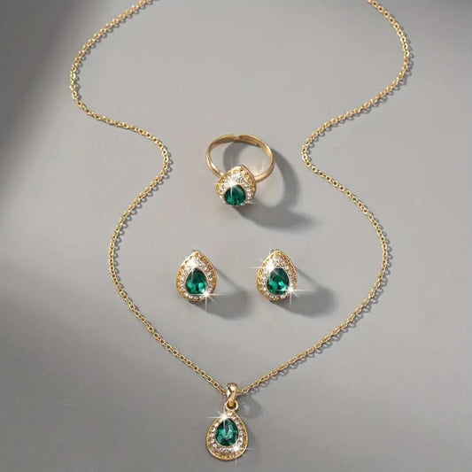 Royal Emerald Teardrop Jewelry Set