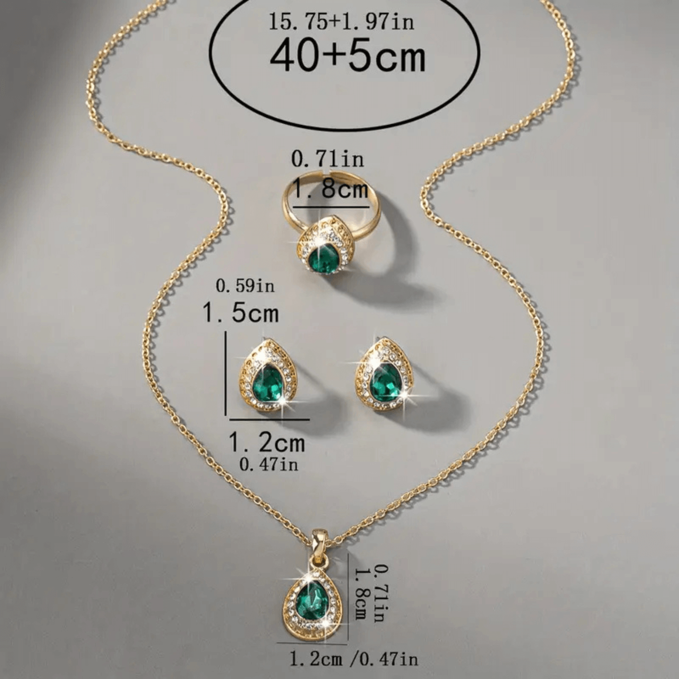 Royal Emerald Teardrop Jewelry Set