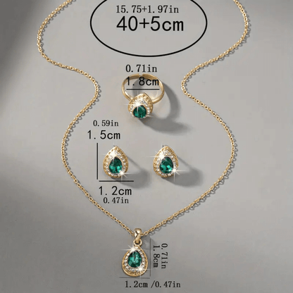 Royal Emerald Teardrop Jewelry Set