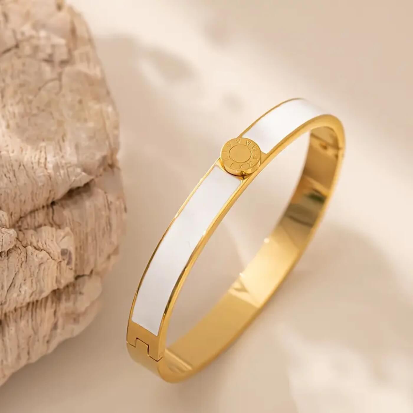 Royal Onyx Enamel Bangle Bracelet