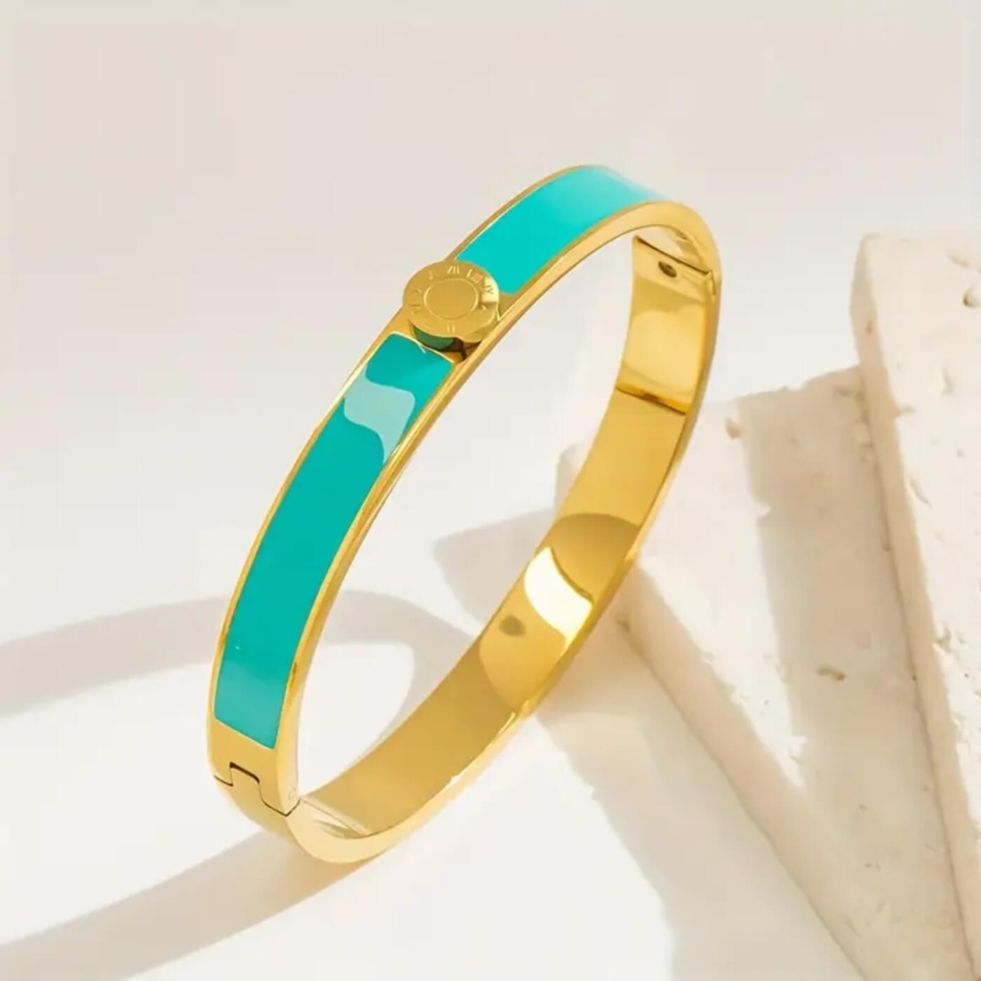 Royal Onyx Enamel Bangle Bracelet