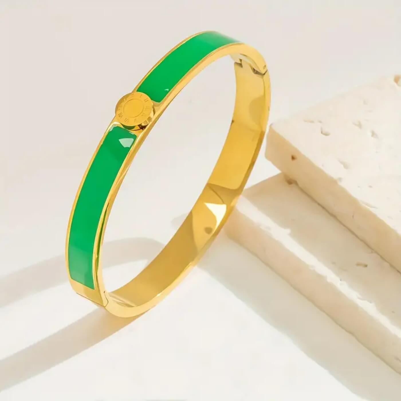 Royal Onyx Enamel Bangle Bracelet