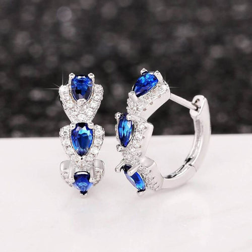 Royal Sapphire Crystal Hoop Earrings