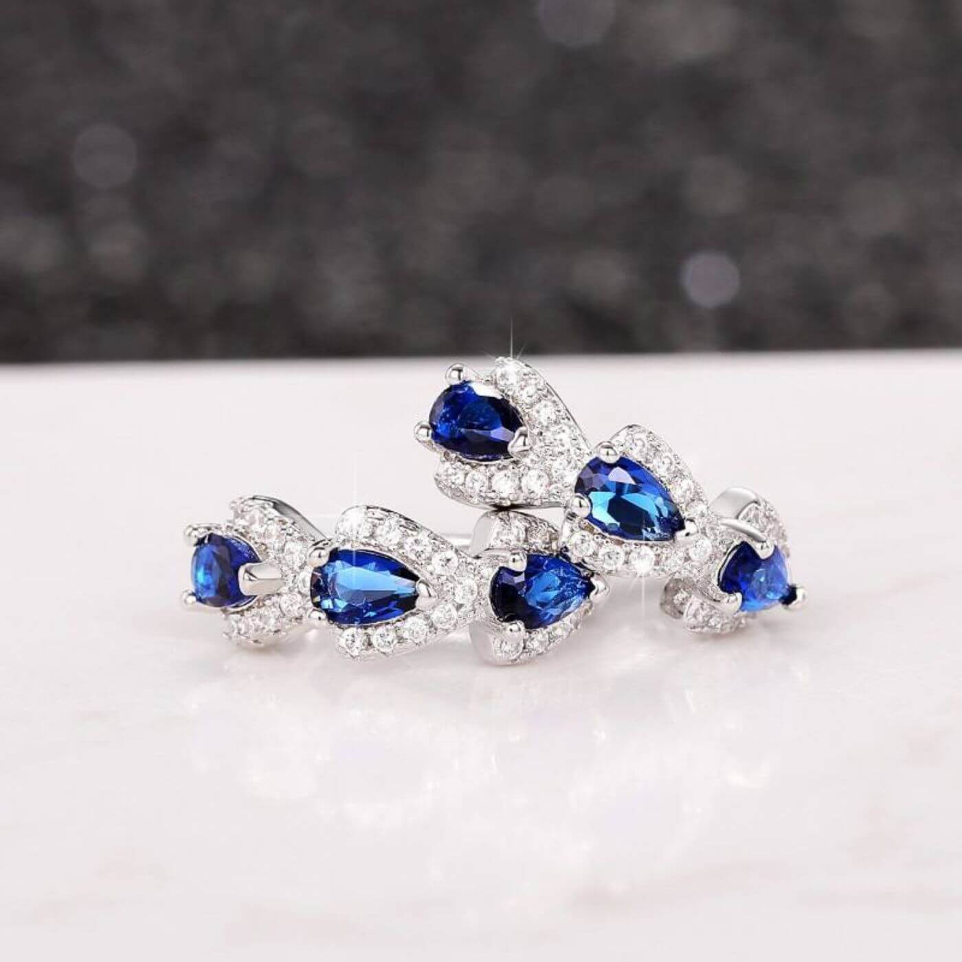 Royal Sapphire Crystal Hoop Earrings