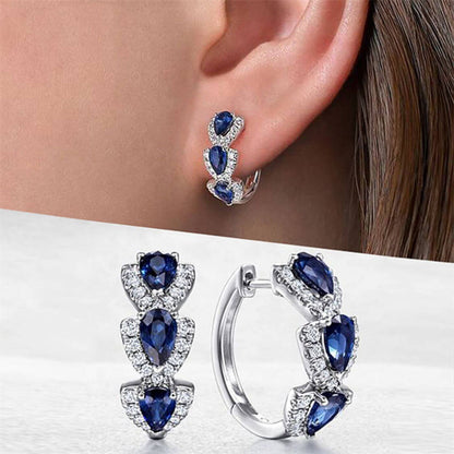 Royal Sapphire Crystal Hoop Earrings