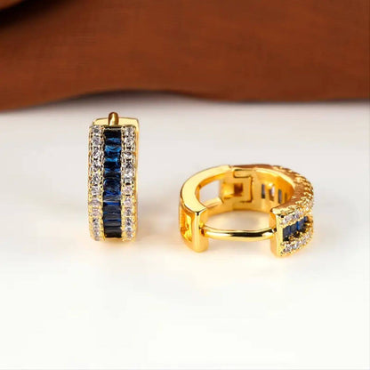 Royal Sapphire Gold Hoop Earrings
