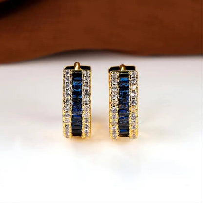 Royal Sapphire Gold Hoop Earrings