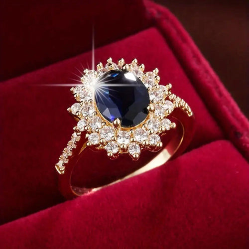 Royal Sapphire Halo Engagement Ring