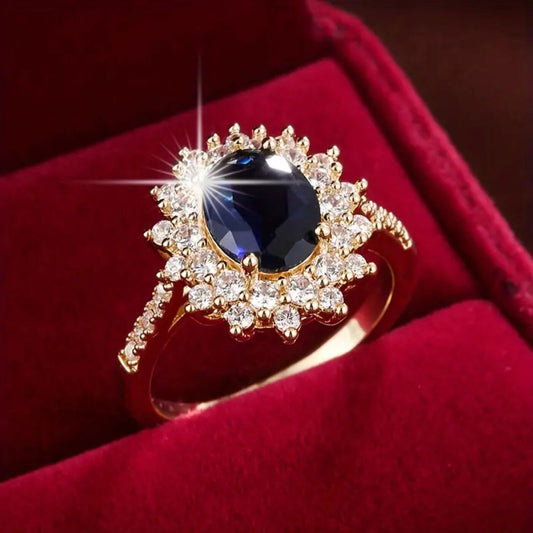 Royal Sapphire Halo Engagement Ring