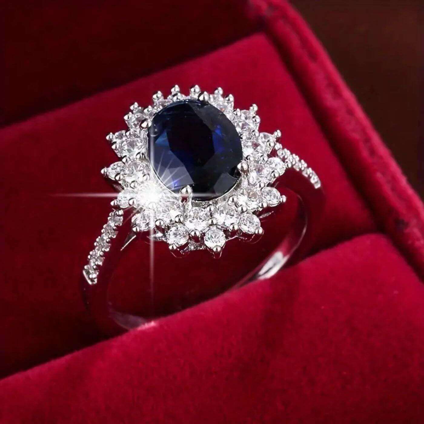 Royal Sapphire Halo Engagement Ring