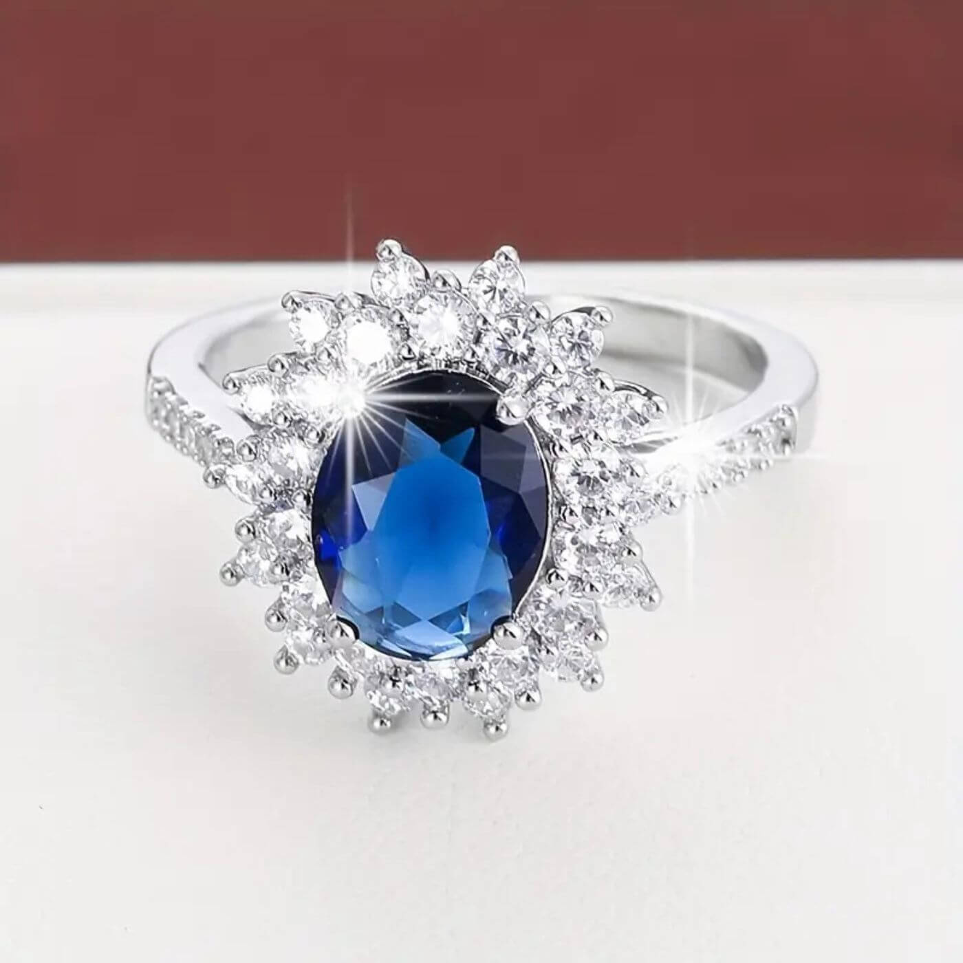 Royal Sapphire Halo Engagement Ring
