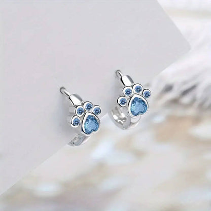 Royal Sapphire Paw Hoop Earrings