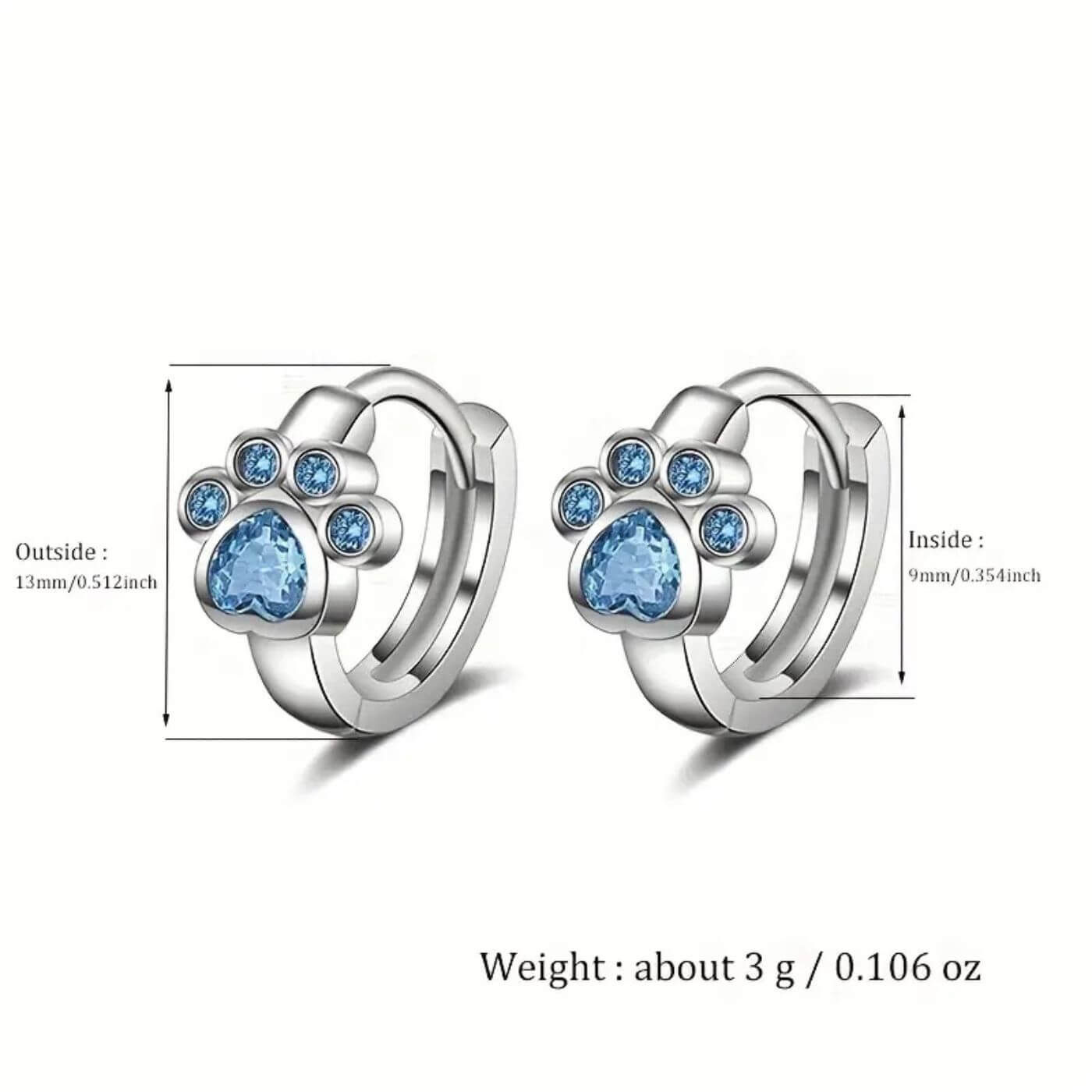 Royal Sapphire Paw Hoop Earrings