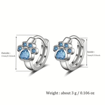 Royal Sapphire Paw Hoop Earrings