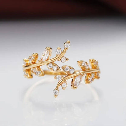 Royal Zirconia Adjustable Vine Pattern Ring