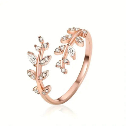 Royal Zirconia Adjustable Vine Pattern Ring
