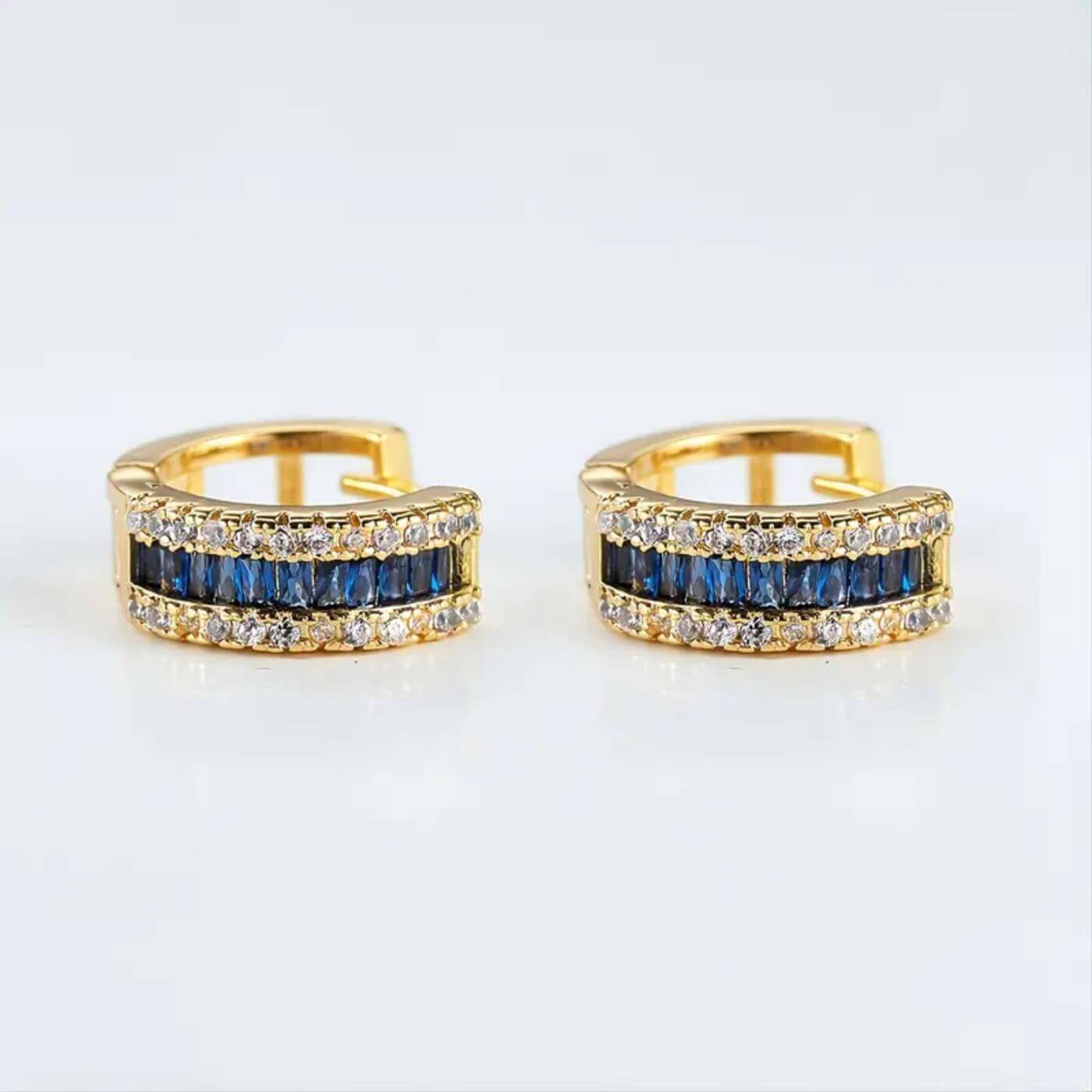 Royal Sapphire Gold Hoop Earrings