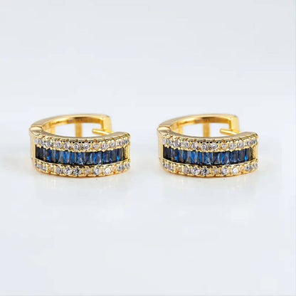 Royal Sapphire Gold Hoop Earrings