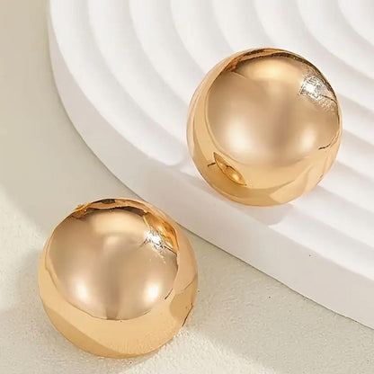 Timeless Polished Gold Button Earrings