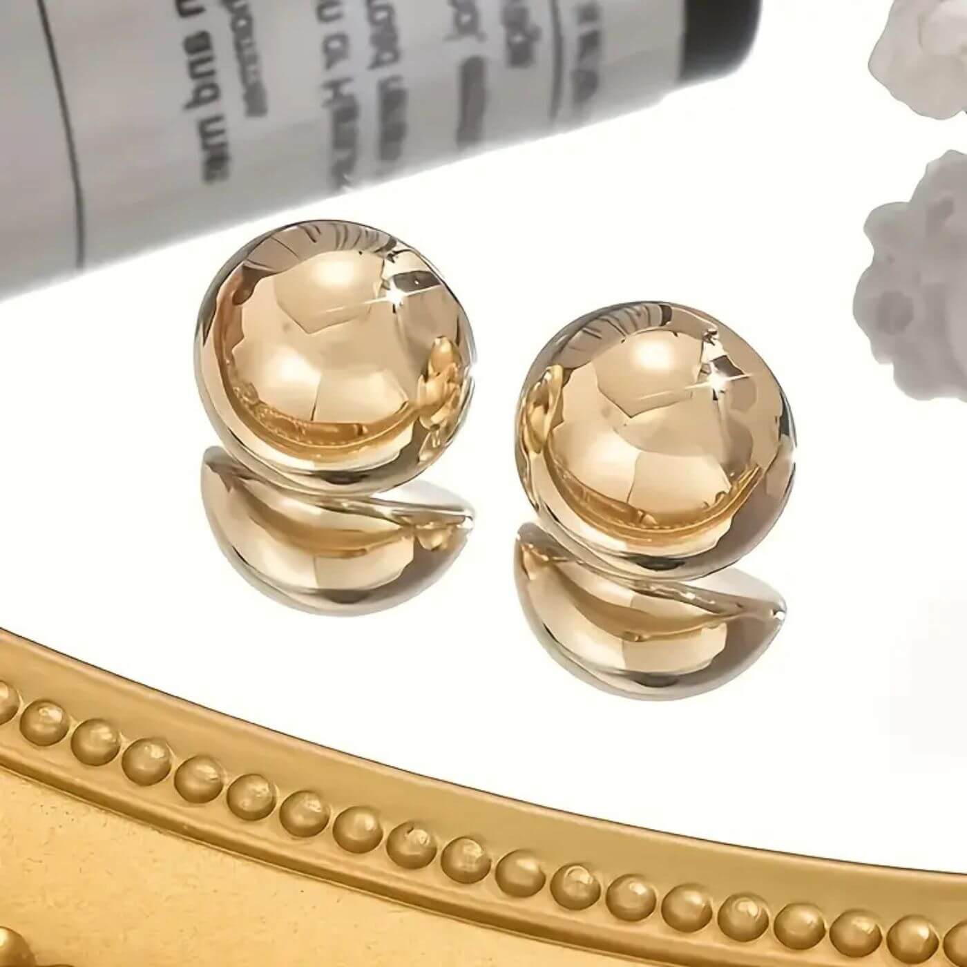 Timeless Polished Gold Button Earrings