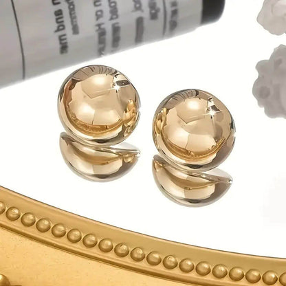 Timeless Polished Gold Button Earrings